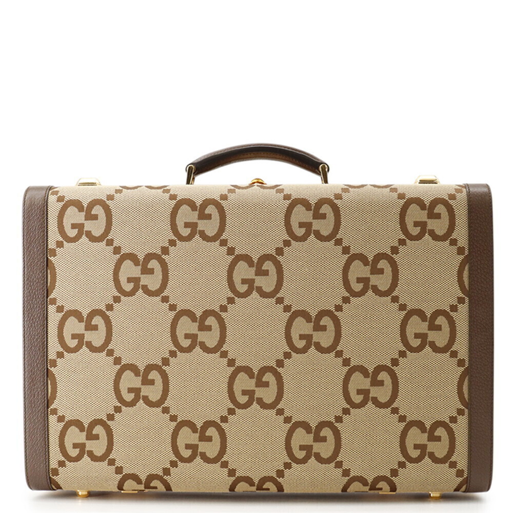 Gucci Jumbo GG Rigid Suitcase Canvas Leather Travel Bag